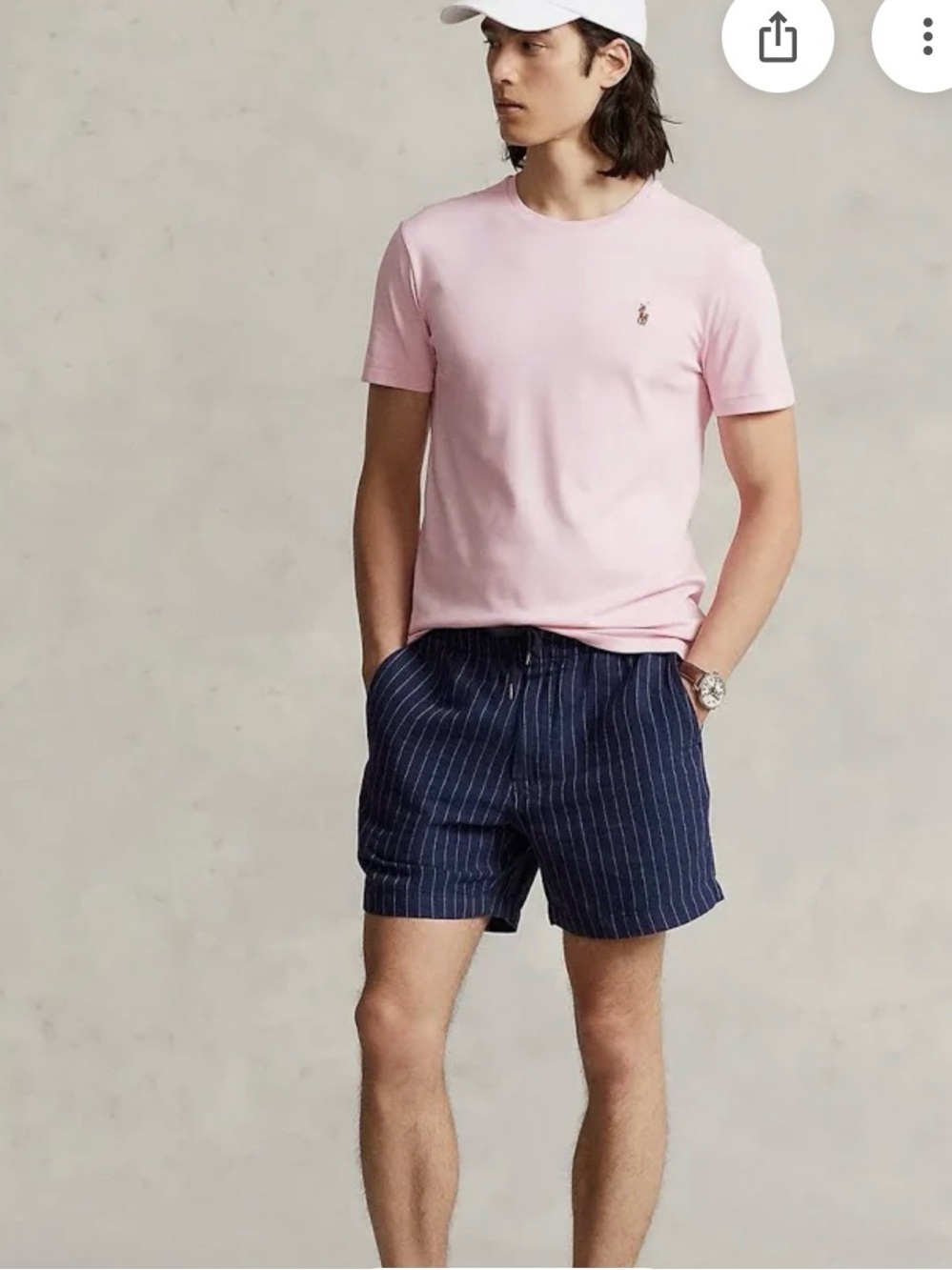Ralph Lauren Light Pink Crewneck Tee with Embroidered Pony